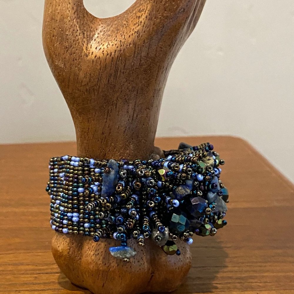 LAPIS STONES & BEAD CUFF
